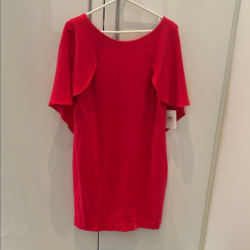 Red Flutter Sleeve Dress
